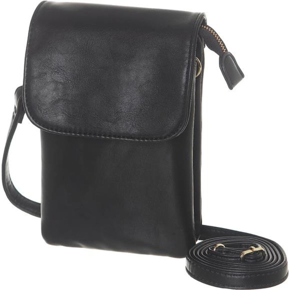 Roomy Pockets Small Crossbody Bags Cell Phone Wallet M-black